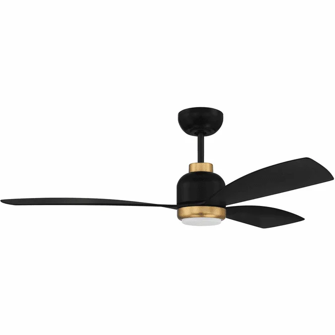 Craftmade DVN52FBSB3 Donovan Contemporary Flat Black / Satin Brass LED 52″ Ceiling Fan