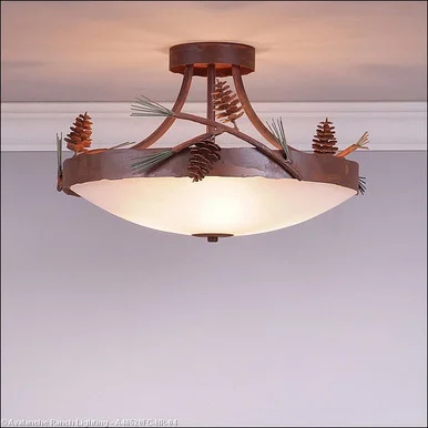 Crestline-Pine Cone Three Light Semi-Flush Mount in Pine Green/Rust Patina (172|A48520FC-HR-04)