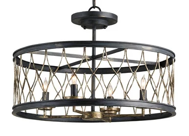 Crisscross Collection Four Light Pendant in French Black/Pyrite Bronze (142|9902)