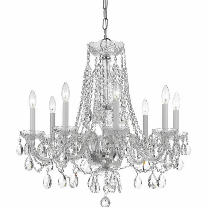 Crystorama 1138-CH-CL-SAQ Traditional Crystal Polished Chrome Chandelier Lighting