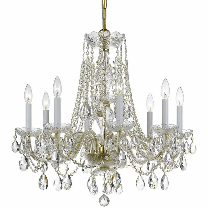 Crystorama 1138-PB-CL-SAQ Traditional Crystal Polished Brass Chandelier Lamp