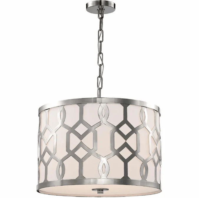 Crystorama 2265-PN Jennings Polished Nickel Drum Pendant Lighting Fixture