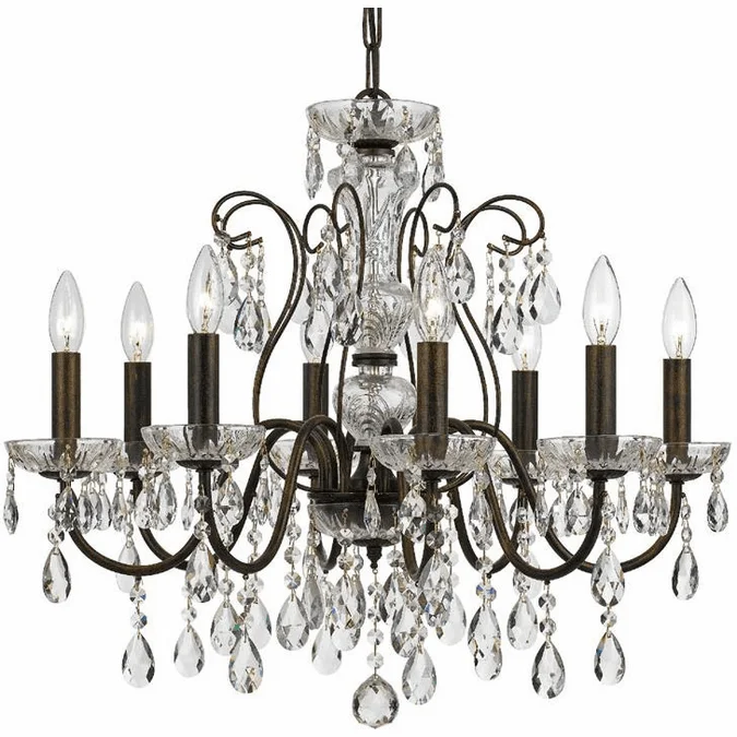 Crystorama 3028-EB-CL-SAQ Butler English Bronze 26″ Chandelier Lamp