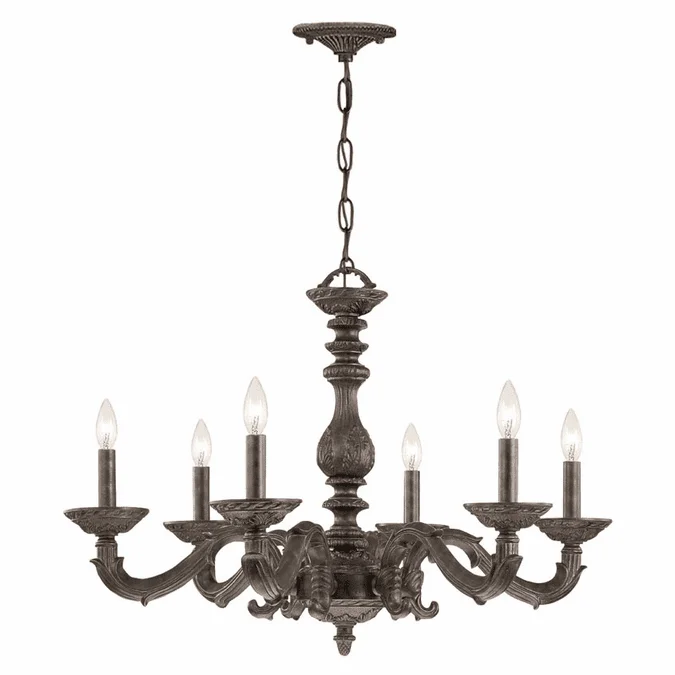 Crystorama 5126-VB Sutton 6 Candle Venetian Bronze Finish 28 Inch Diameter Traditional Chandelier