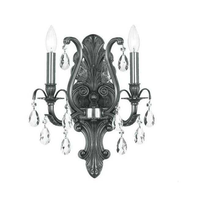 Crystorama 5563-PW-CL-SAQ Dawson Pewter Candle Light Sconce