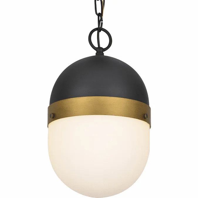 Crystorama CAP-8507-MK-TG Capsule Modern Matte Black + Textured Gold Exterior Hanging Light Fixture