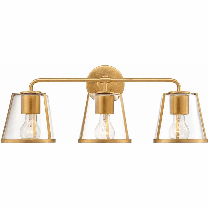 Crystorama FUL-913-GA-CL Fulton Antique Gold 3-Light Vanity Light Fixture