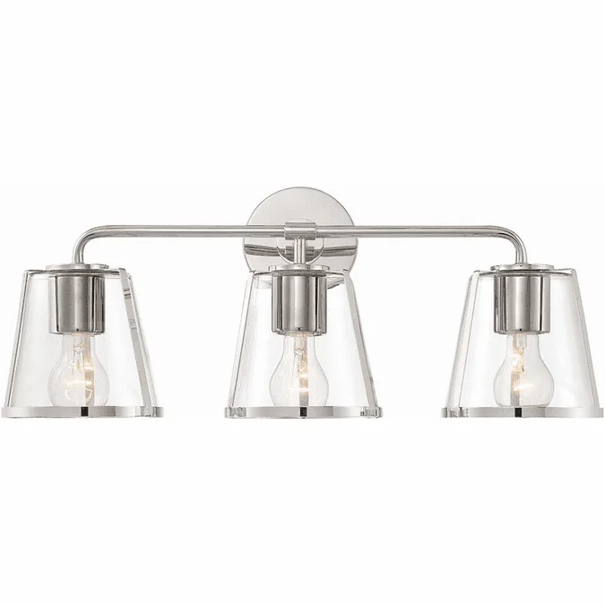 Crystorama FUL-913-PN-CL Fulton Polished Nickel 3-Light Bathroom Sconce Lighting