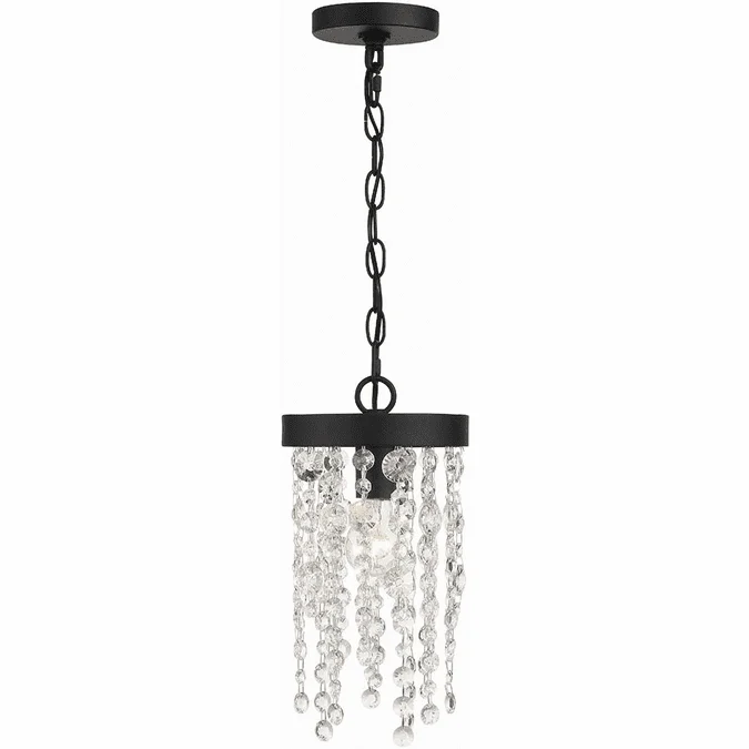 Crystorama WIN-610-BF-CL-MWP Winham Crystal Black Forged Mini Pendant Light