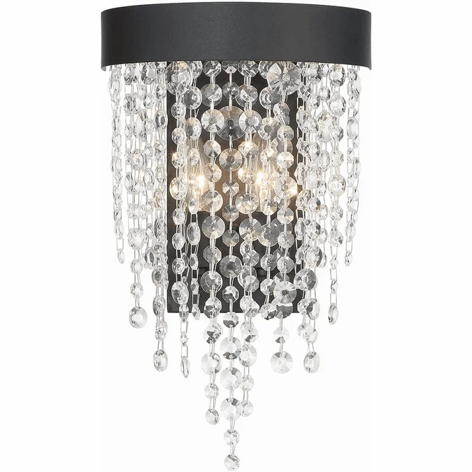 Crystorama WIN-612-BF-CL-MWP Winham Crystal Black Forged Wall Lamp