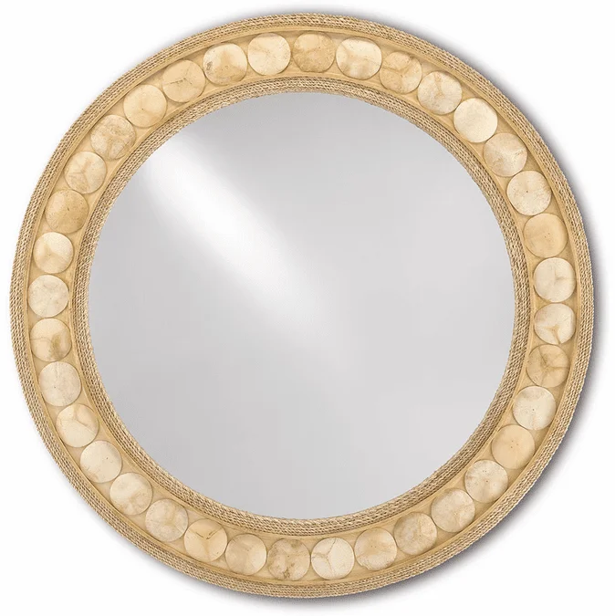 Currey & Company 1000-0098 Buko Modern Straw, Natural Abaca Rope and Coco Shell Mirror