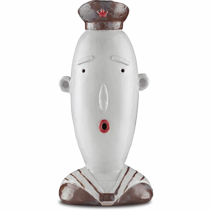 Currey & Company 1200-0550 Joe The Sailor Modern Off White / Brown / Red Joe The Sailor Sculpture