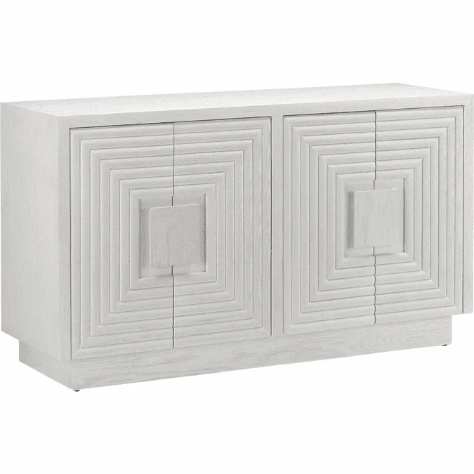 Currey & Company 3000-0151 Morombe Contemporary Cerused White Cabinet