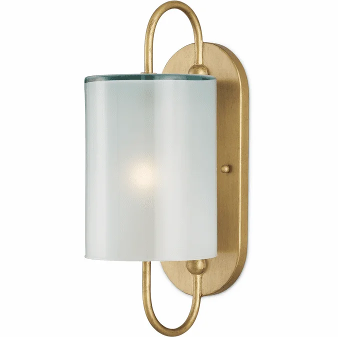 Currey & Company 5800-0024 Glacier Contemporary Brass / Frosted White Wall Sconce Light