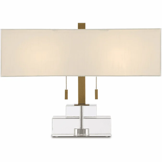 Currey & Company 6000-0602 Chiara Modern Clear and Antique Brass Study Lamp
