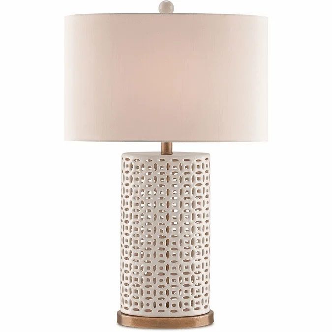 Currey & Company 6925 Bellemeade Modern Ivory and Antique Brass Table Top Lamp