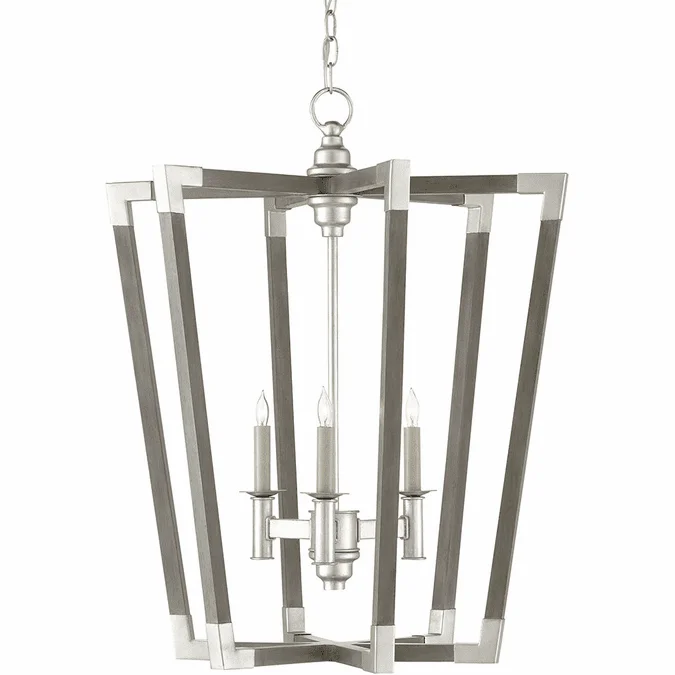 Currey & Company 9000-0605 Bastian Contemporary Chateau Gray and Silver Leaf 23.5″ Entryway Light Fixture