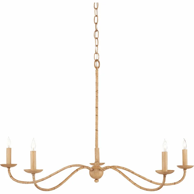 Currey & Company 9000-0848 Saxon Painted Rattan and Natural Rattan Chandelier Light