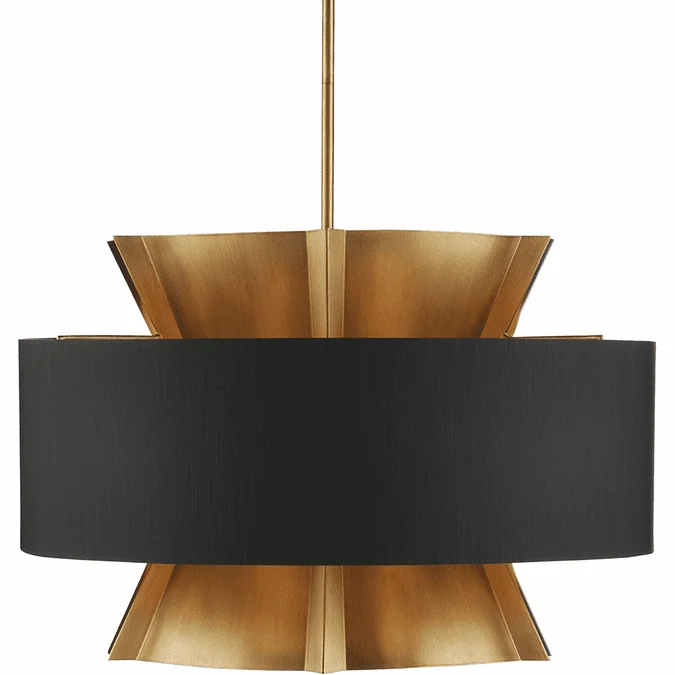 Currey & Company 9000-0970 Oxenwood Modern Brass / Black Hanging Light