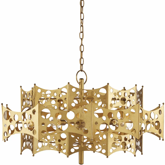 Currey & Company 9000-0971 Emmental Contemporary Contemporary Gold Leaf Ceiling Light Pendant