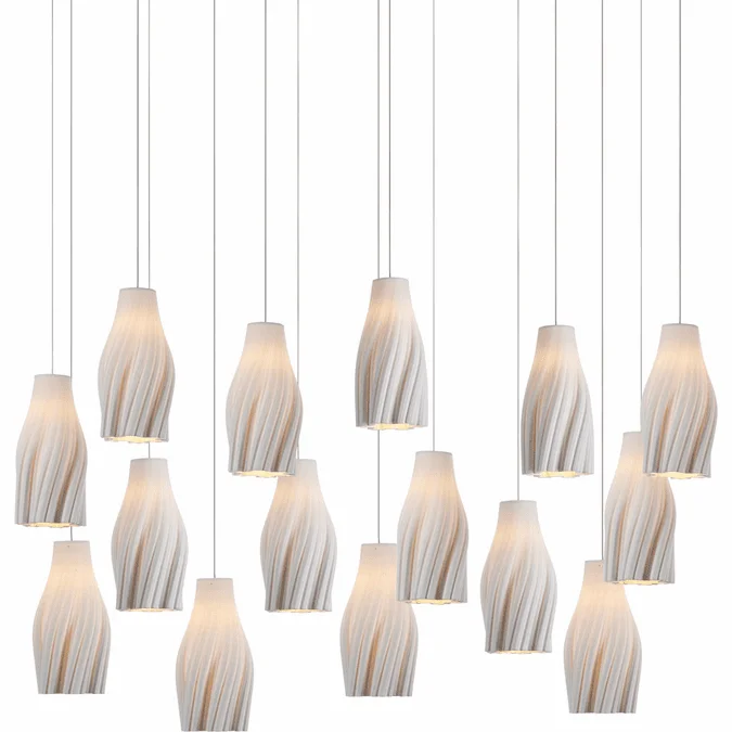 Currey & Company 9000-1274 Posh Modern White / Silver Multi Hanging Light Fixture