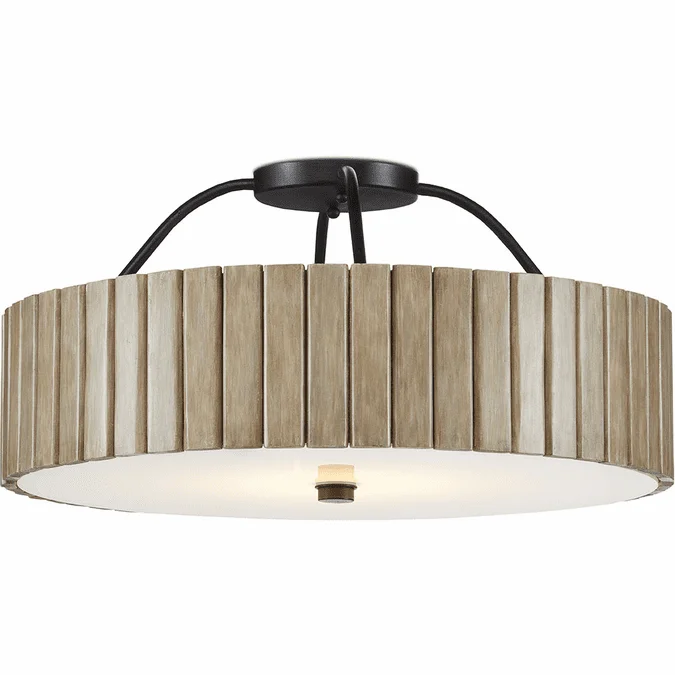 Currey & Company 9999-0058 Tetterby Natural and Black Overhead Lighting