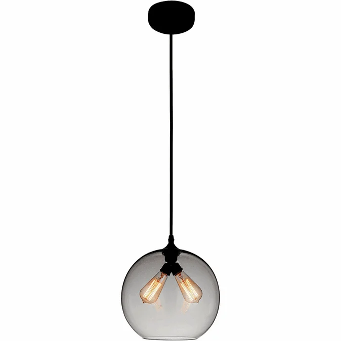 CWI 5553P12 – Smoke (2L) Glass Contemporary Black 12″ Pendant Light Fixture