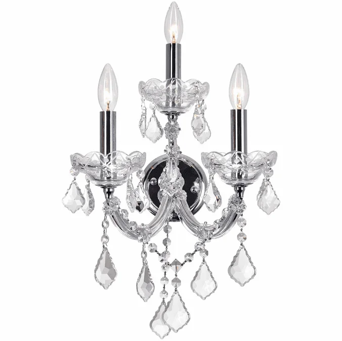 CWI 8318W12C-3 (Clear) Maria Theresa Chrome Wall Sconce Lighting