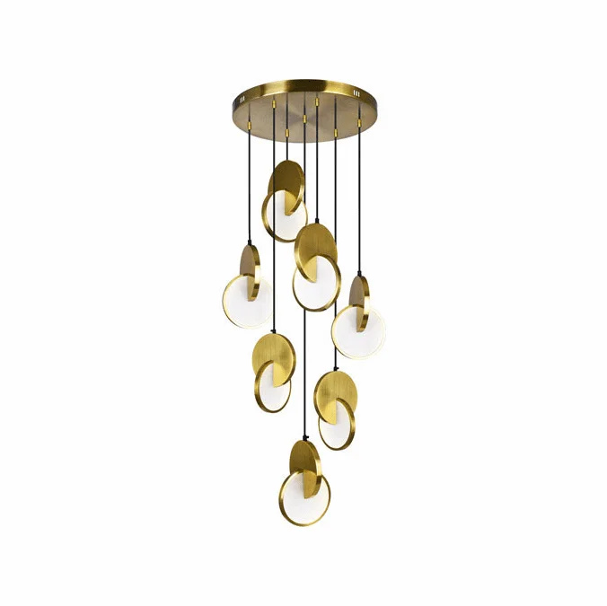 CWI Lighting 1206P24-7-629 Tranche Contemporary Brushed Brass LED Multi Lighting Pendant