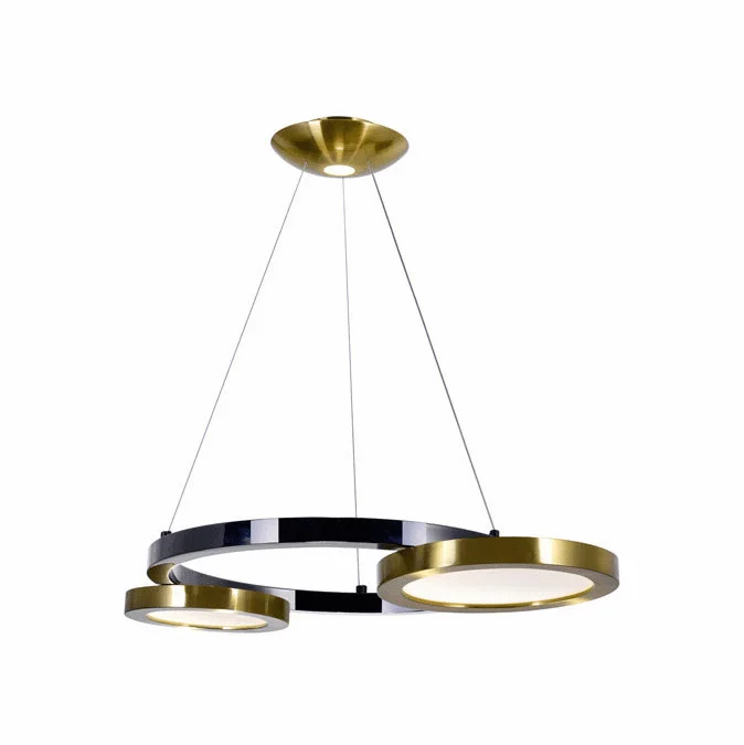 CWI Lighting 1215P20-2-625 Deux Lunes Contemporary Brass & Pearl Black LED 20″ Drop Ceiling Lighting