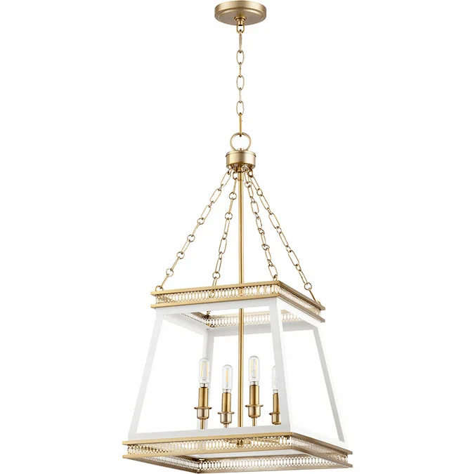 Cyan 10905 Gerard Modern White and Aged Brass Foyer Light Fixture