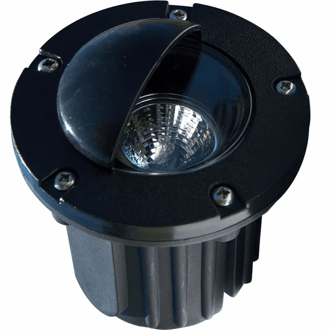 Dabmar LV344-B Contemporary Black Halogen Low Voltage Exterior Polybutylene Terephthalate Adjustable In-Ground Well Lighting with Eyelid