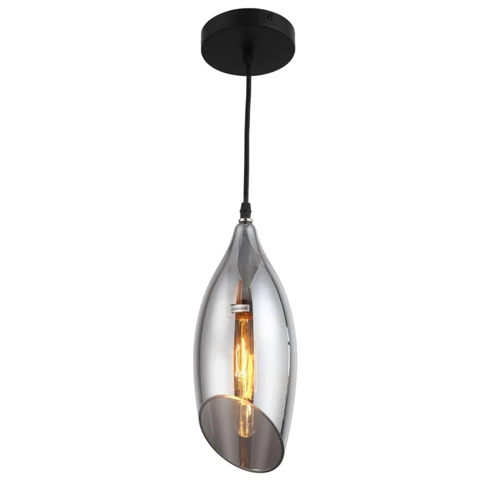 Dainolite Abba 1 Light Pendant Black Finish Smoked Glass Lamp|Luminaire suspendu Abba de Dainolite en verre fum, avec fini noir et 1ampoule