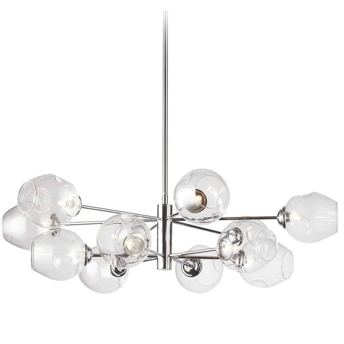 Dainolite Abii 12 Light Chandelier Polished Chrome Finish Clear Glass Lamp|Lustre Abii de Dainolite en verre transparent avec fini chrom poli et 12ampoules