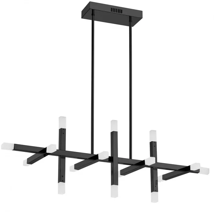 Dainolite Acasia Horizontal Chandelier 48w Matte Black Frosted Acrylic Diffuser Lamp|Lustre horizontal Acasia de Dainolite en acrylique givr qui diffuse la lumire, avec fini noir mat et ampoule de 48W