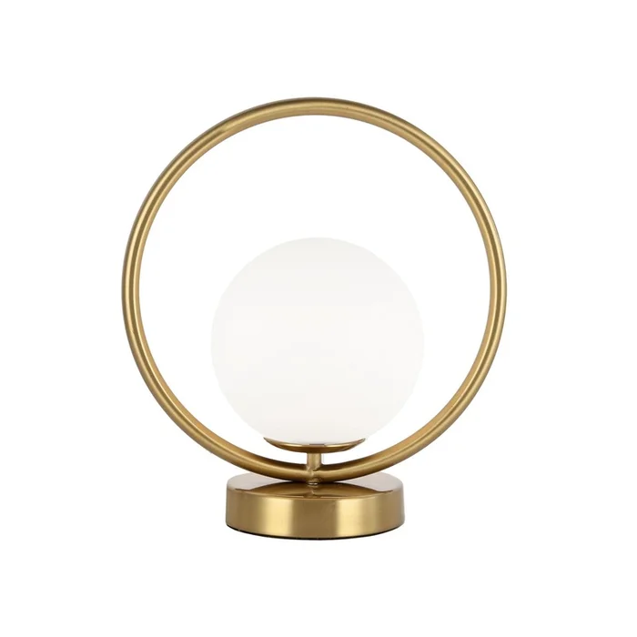 Dainolite Adrienna 1 Light Table Lamp Aged Brass Finish White Opal Glass|Lampe de table Adrienna de Dainolite en verre blanc opale, avec fini laiton vieilli et 1ampoule