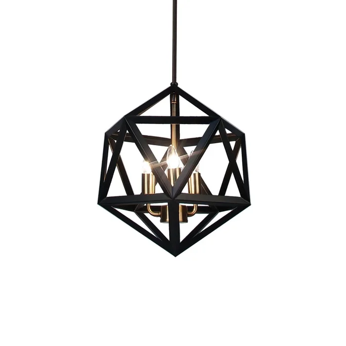 Dainolite Archello 3 Light Chandelier Matte Black Antique Brass Accents Lamp|Lustre Archello de Dainolite au fini noir mat avec touches laiton antique et 3ampoules