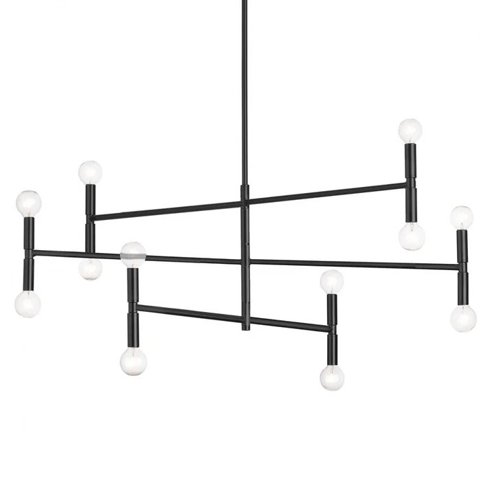 Dainolite Ava 12 Light Chandelier Large Matte Black Lamp|Grand lustre Ava de Dainolite avec fini noir mat et 12ampoules