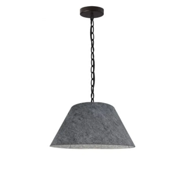 Dainolite Brynn 1 Light Pendant Small Black Finish Grey Felt Shade Lamp|Petit luminaire suspendu Brynn de Dainolite avec abat-jour en feutre gris, fini noir et 1ampoule