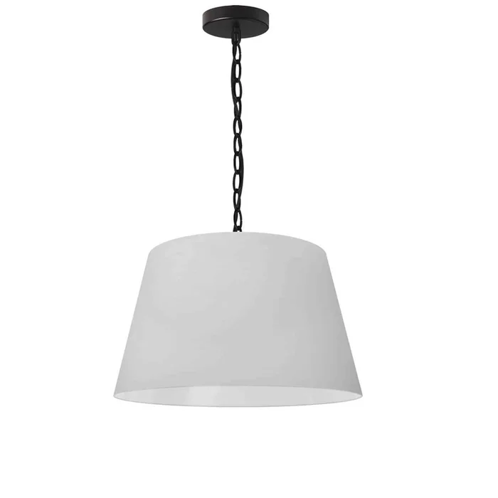 Dainolite Brynn 1 Light Pendant Small Black Finish White Shade Lamp|Petit luminaire suspendu Brynn de Dainolite avec abat-jour blanc, fini noir et 1ampoule