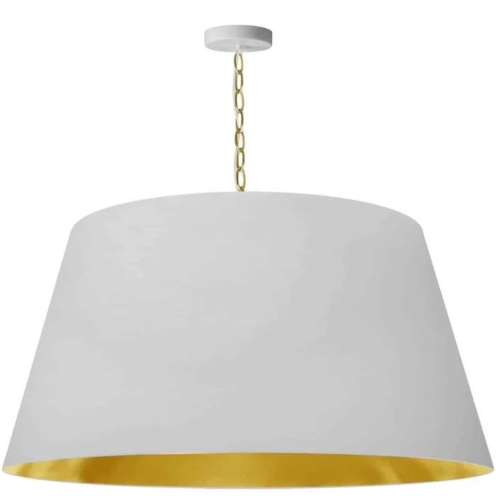 Dainolite Brynn 1 Light Pendant Xlarge Aged Brass Finish White/Gold Shade Lamp|Trs grand luminaire suspendu Brynn de Dainolite avec abat-jour blanc et dor, fini laiton vieilli et 1ampoule