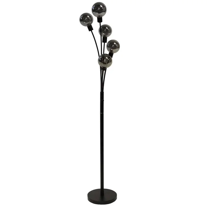 Dainolite Budding Branch 5 Light Floor Lamp Black Finish Smoked Glass|Lampe pied BuddingBranch de Dainolite en verre fum, avec fini noir et 5ampoules
