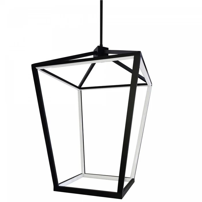 Dainolite Cage LED Pendant 64w Matte Black Finish White Diffuser Lamp|Luminaire suspendu Cage de Dainolite blanc qui diffuse la lumire, avec fini noir mat et ampoule DEL de 64W