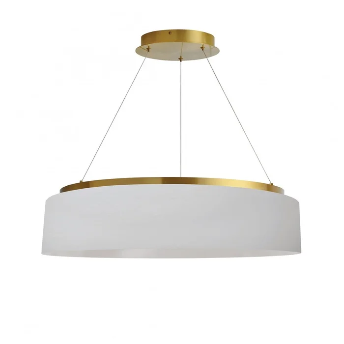 Dainolite Circulo Chandelier 34w Aged Brass White Shade Lamp|Lustre Circulo de Dainolite avec abat-jour blanc, fini laiton vieilli et ampoule de 34W