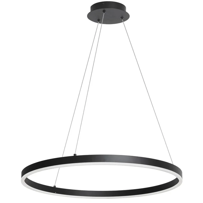 Dainolite Circulo Chandelier 34w Matte Black Finish White Acrylic Diffuser Lamp|Lustre Circulo de Dainolite en acrylique blanc qui diffuse la lumire, avec fini noir mat et ampoule de 34W