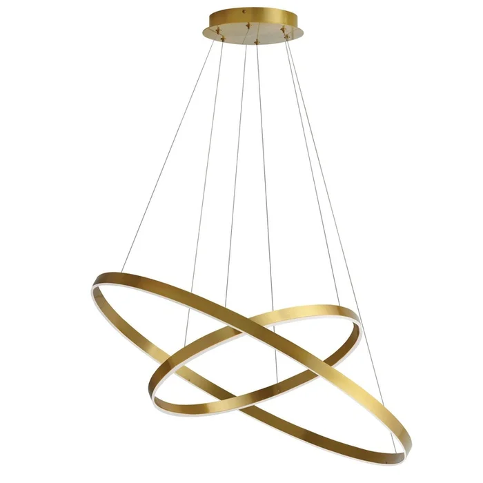 Dainolite Circulo Chandelier 97w Aged Brass White Acrylic Diffuser Lamp|Lustre Circulo de Dainolite en acrylique blanc qui diffuse la lumire, avec fini laiton vieilli et ampoule de 97W