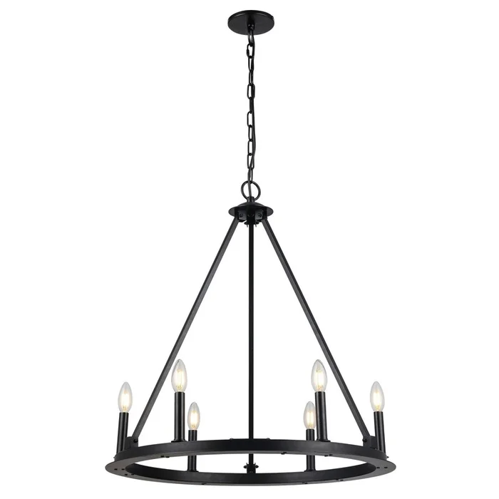 Dainolite Colby 6 Light Chandelier Matte Black Lamp|Lustre Colby de Dainolite avec fini noir mat et 6ampoules