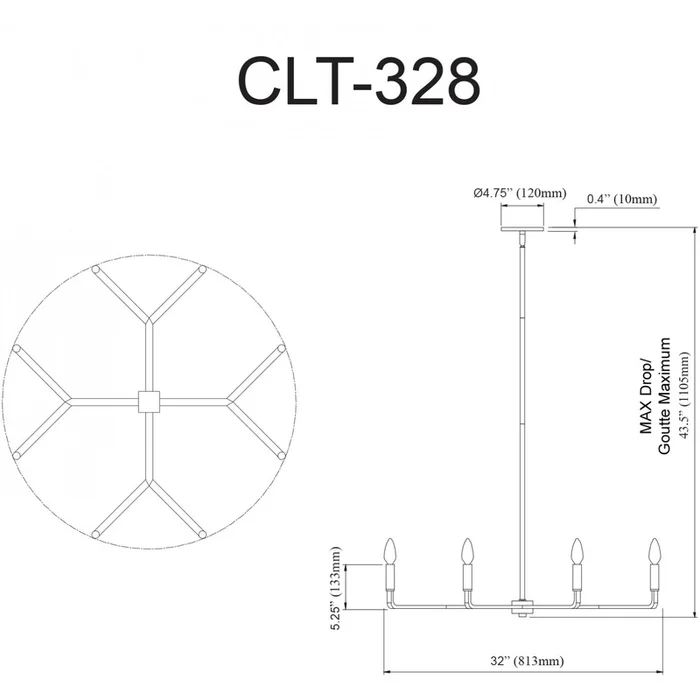 Dainolite Colette 8 Light Chandelier Aged Brass Lamp|Lustre Colette de Dainolite avec fini laiton vieilli et 8ampoules - Image 2