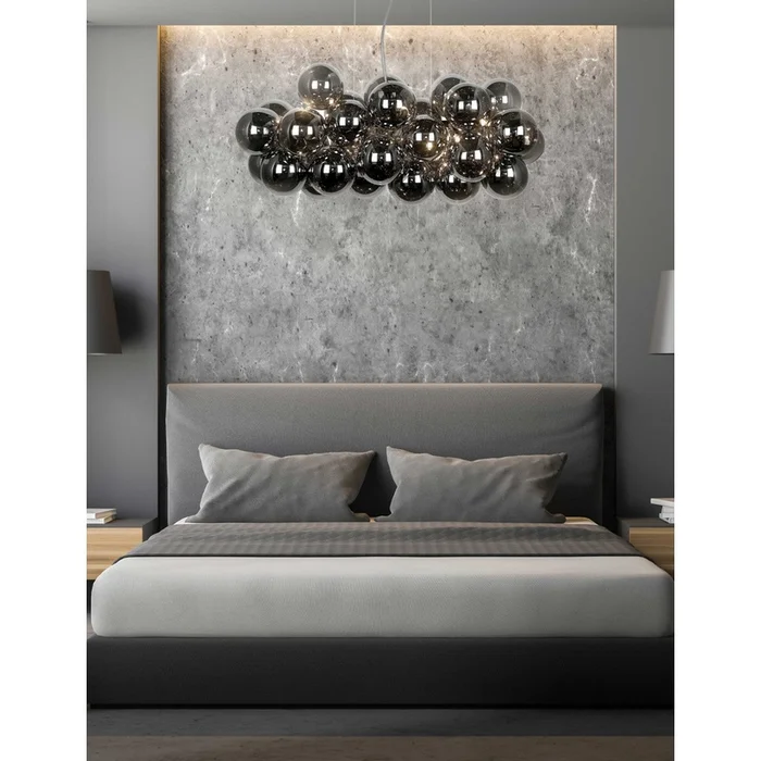 Dainolite Comet 10 Light Horizontal Pendant Polished Chrome Smoked Glass Lamp|Luminaire suspendu horizontal Comet de Dainolite en verre fum, avec fini chrom poli et 10ampoules - Image 2