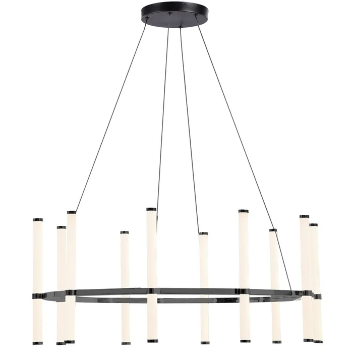 Dainolite Corvette Chandelier 60w Matte Black White Acrylic Diffuser Lamp|Lustre Corvette de Dainolite en acrylique blanc qui diffuse la lumire, avec fini noir mat et ampoule de 60W